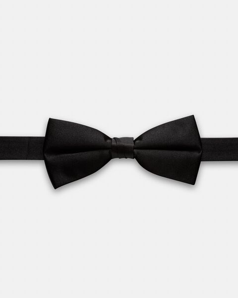 Silk Satin Bow Tie, Black, hi-res